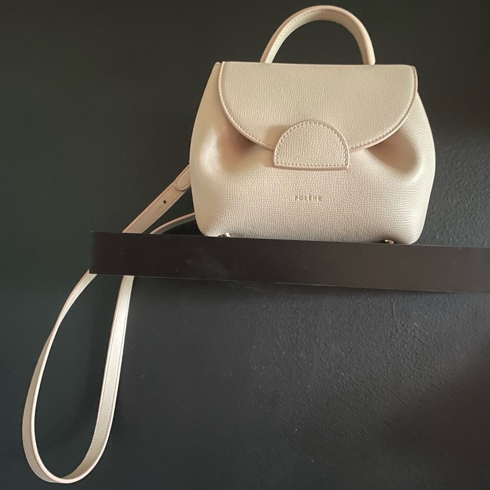 Polene Numero Un Nano in Nude Textured Leather